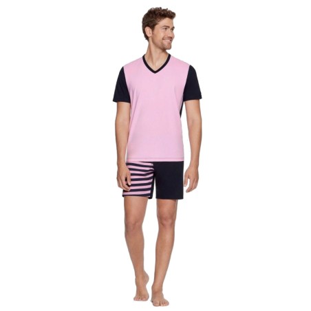 PYJAMA COURT A RAYURES MARINE/ROSE- EP1512H0800 - EDEN PARK