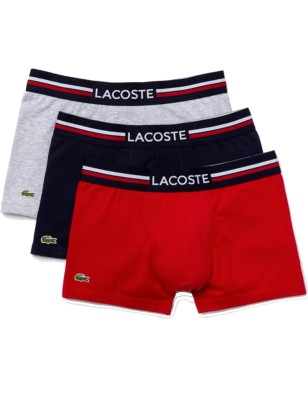 PACK DE 3 BOXERS MARINE/GRIS/ROUGE - LACOSTE