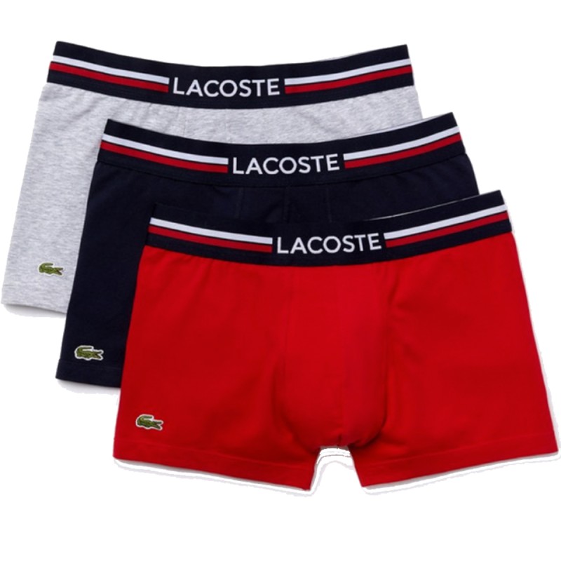 PACK DE 3 BOXERS MARINE/GRIS/ROUGE - LACOSTE