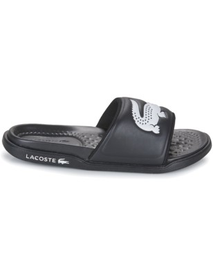 CLAQUETTES CROCO SLIDE NOIR/BLANC - LACOSTE