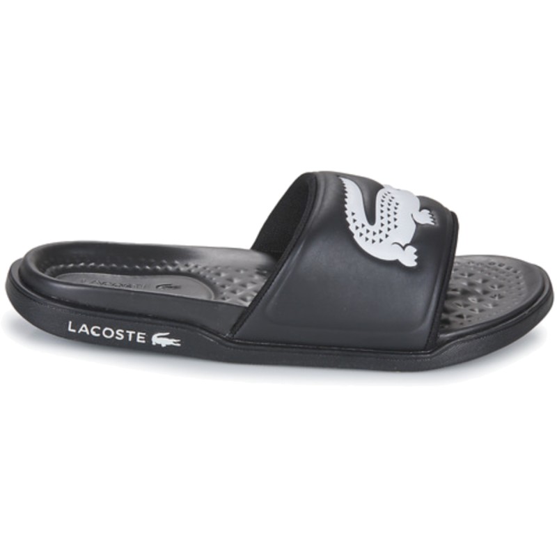 CLAQUETTES CROCO SLIDE NOIR/BLANC - LACOSTE