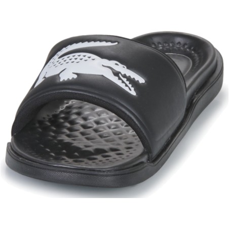 CLAQUETTES CROCO SLIDE NOIR/BLANC - LACOSTE