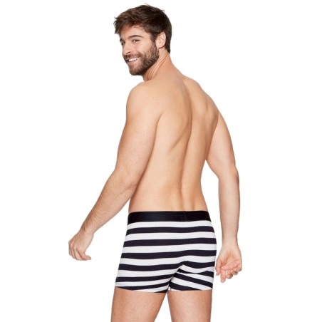 BOXER BLANC A RAYURES MARINE EN COTON - E201E41 - EDEN PARK