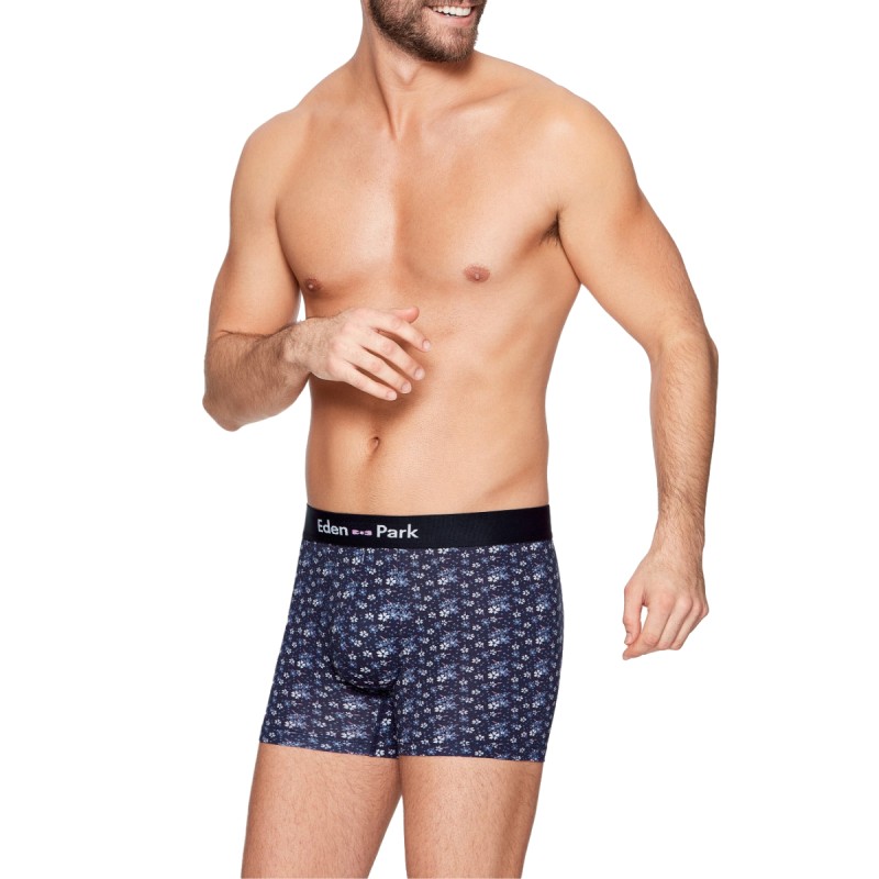 BOXER FLEURI MARINE EN COTON - EP1221H3000 - EDEN PARK