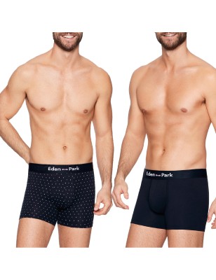 PACK DE DEUX BOXERS  BLEU MARINE/ A POIS - EP1221G52P2 - EDEN PARK