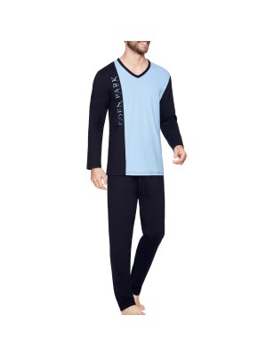 PYJAMA LONG MARINE/BLEU CLAIR- EP1552H1900 - EDEN PARK