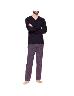 PYJAMA LONG MARINE ET ROSE A NOEUDS EP1552H3100 - EDEN PARK