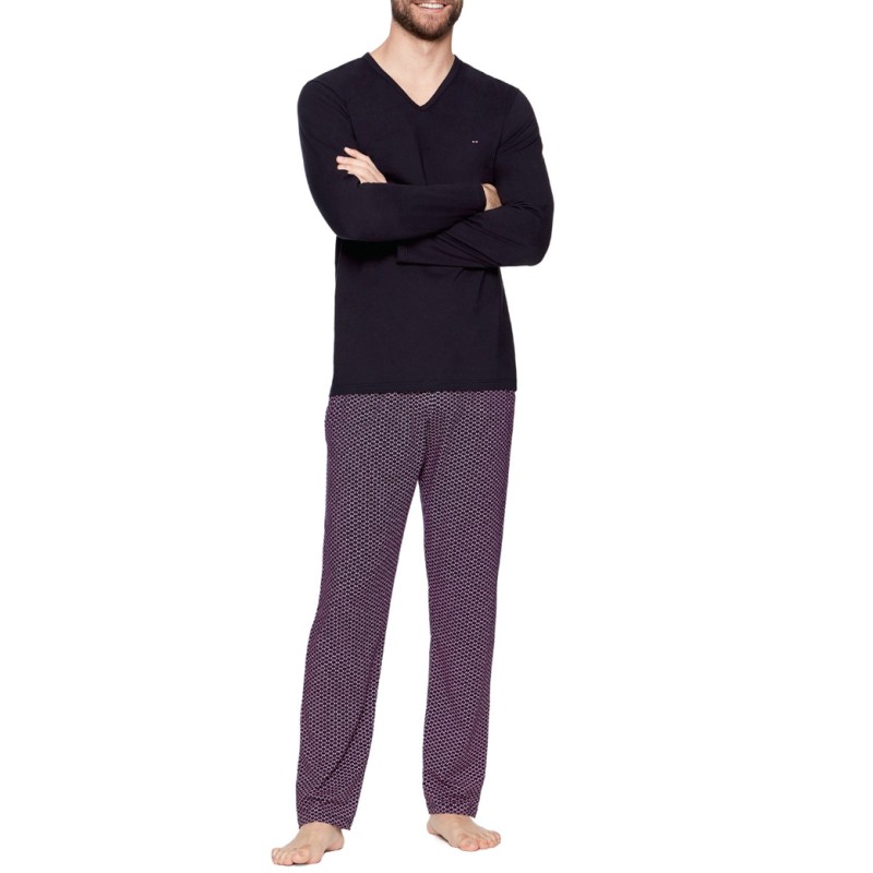 PYJAMA LONG MARINE ET ROSE A NOEUDS EP1552H3100 - EDEN PARK PYJAMA LONG MARINE ET ROSE A NOEUDS EP1552H3100 - EDEN PARK