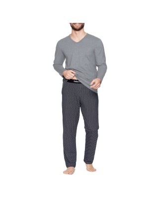 PYJAMA LONG MARINE ET GRIS A NOEUDS EP1552H3100 - EDEN PARK