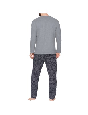 PYJAMA LONG MARINE ET GRIS A NOEUDS EP1552H3100 - EDEN PARK