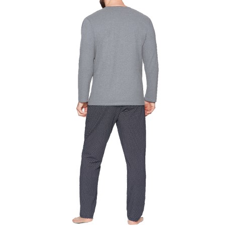 PYJAMA LONG MARINE ET GRIS A NOEUDS EP1552H3100 - EDEN PARK