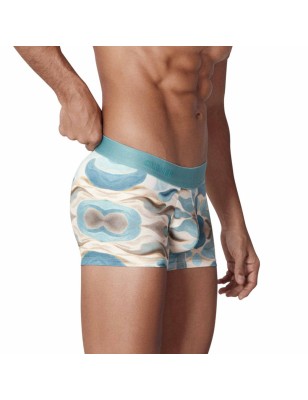 BOXER SAND A MOTIFS ABSTRAITS BEIGE ET BLEU 1318 - CLEVER