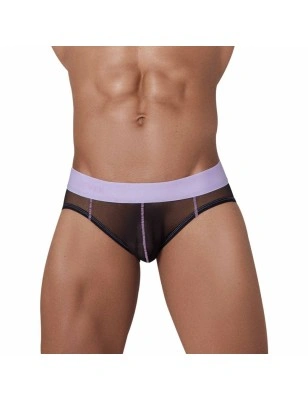 SLIP HUNCH EN MESH NOIR ET LILA 1313 - CLEVER