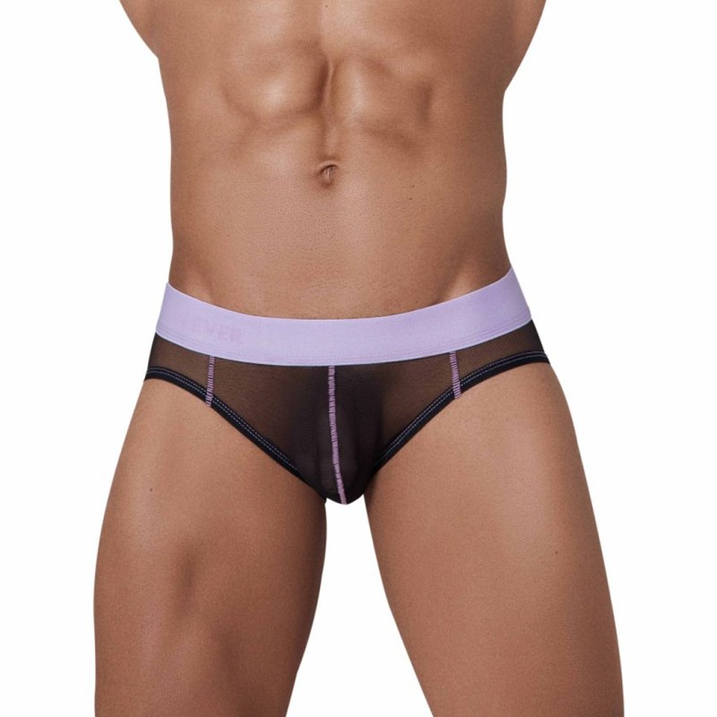SLIP HUNCH EN MESH NOIR ET LILA 1313 - CLEVER