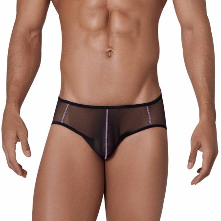 JOCKSTRAP HUNCH EN MESH NOIR ET LILA 1314 - CLEVER