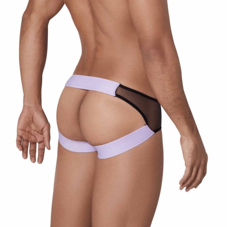 JOCKSTRAP HUNCH EN MESH NOIR ET LILA 1314 - CLEVER