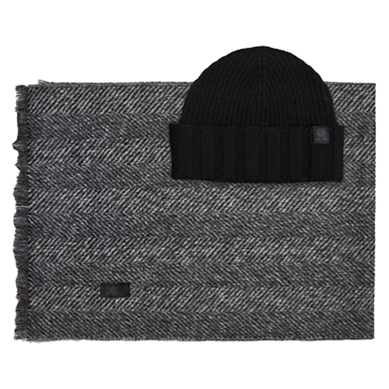 COFFRET ECHARPE + BONNET COTELE GRIS/NOIR AM0AM11632 - TOMMY HILFIGER COFFRET ECHARPE + BONNET COTELE GRIS/NOIR AM0AM11632 - TOMMY HILFIGER