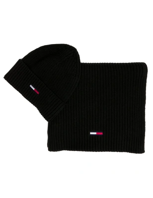 COFFRET ECHARPE + BONNET COTELE NOIR AM0AM11677 - TOMMY JEANS