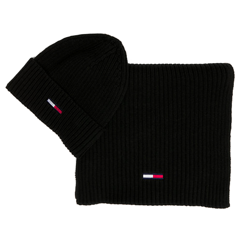 COFFRET ECHARPE + BONNET COTELE NOIR AM0AM11677 - TOMMY JEANS COFFRET ECHARPE + BONNET COTELE NOIR AM0AM11677 - TOMMY JEANS