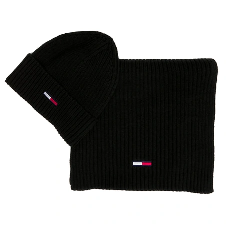 COFFRET ECHARPE + BONNET COTELE NOIR AM0AM11677 - TOMMY JEANS