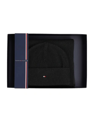 COFFRET ECHARPE + BONNET COTELE NOIR AM0AM11624 - TOMMY HILFIGER