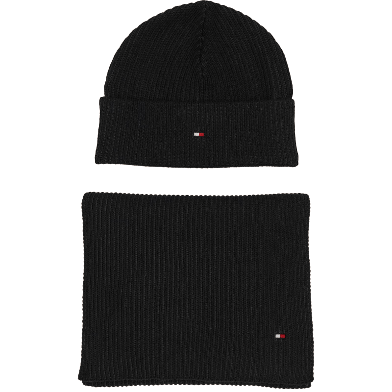 COFFRET ECHARPE + BONNET COTELE NOIR AM0AM11624 - TOMMY HILFIGER COFFRET ECHARPE + BONNET COTELE NOIR AM0AM11624 - TOMMY HILFIGER