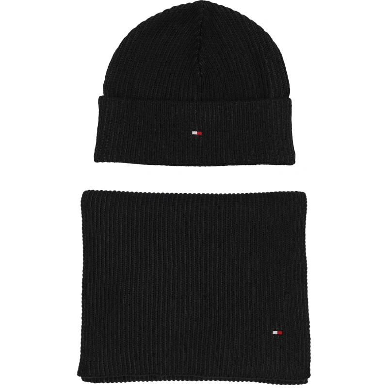 COFFRET ECHARPE + BONNET COTELE NOIR AM0AM11624 - TOMMY HILFIGER