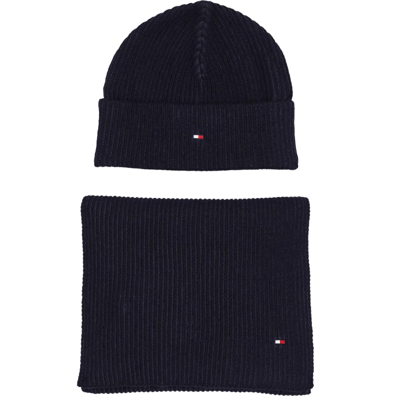 COFFRET ECHARPE + BONNET COTELE MARINE AM0AM11624 - TOMMY HILFIGER COFFRET ECHARPE + BONNET COTELE MARINE AM0AM11624 - TOMMY HILFIGER
