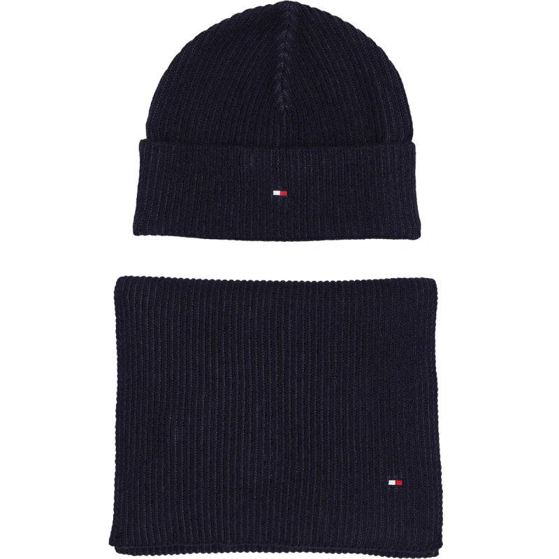 COFFRET ECHARPE + BONNET COTELE MARINE AM0AM11624 - TOMMY HILFIGER