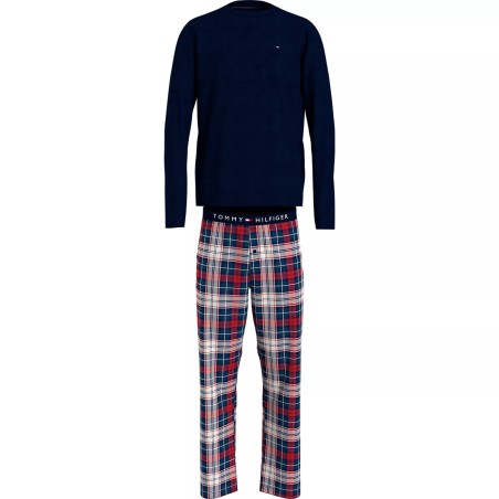 ENSEMBLE DE PYJAMA LONG WOVEN A CARREAUX MARINE ET ROUGE UM0UM02891 - TOMMY HILFIGER