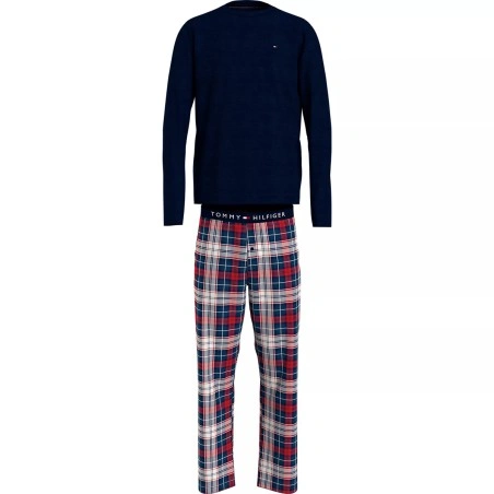 ENSEMBLE DE PYJAMA LONG WOVEN A CARREAUX MARINE ET ROUGE UM0UM02891 - TOMMY HILFIGER