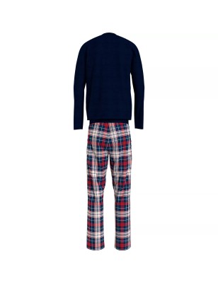 ENSEMBLE DE PYJAMA LONG WOVEN A CARREAUX MARINE ET ROUGE UM0UM02891 - TOMMY HILFIGER