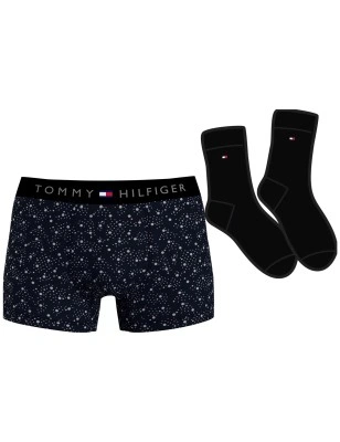 COFFRET CADEAU BOXER + PAIRE DE CHAUSSETTES NOIRES UM0UM03048 - TOMMY HILFIGER