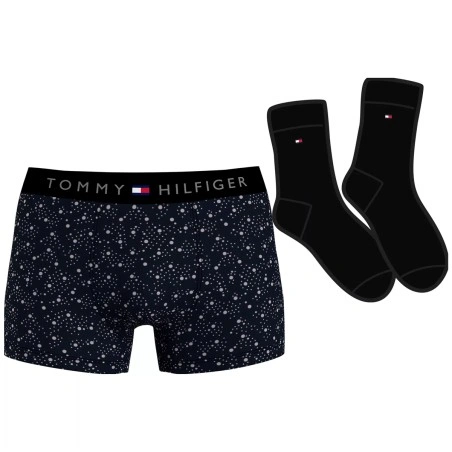 COFFRET CADEAU BOXER + PAIRE DE CHAUSSETTES NOIRES UM0UM03048 - TOMMY HILFIGER