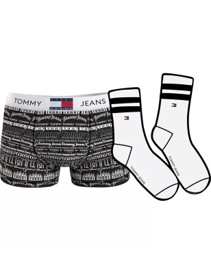 COFFRET CADEAU BOXER + PAIRE DE CHAUSSETTES NOIRES ET BLANCHES UM0UM02966 - TOMMY JEANS