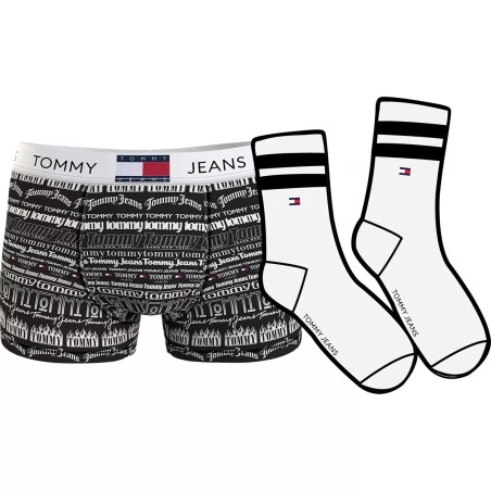 COFFRET CADEAU BOXER + PAIRE DE CHAUSSETTES NOIRES ET BLANCHES UM0UM02966 - TOMMY JEANS