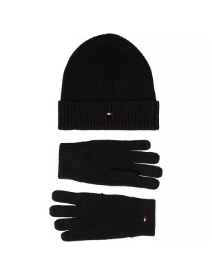 COFFRET BONNET + GANTS ESSENTIAL NOIR AM0AM10490 - TOMMY HILFIGER