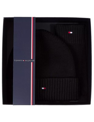 COFFRET BONNET + GANTS ESSENTIAL NOIR AM0AM10490 - TOMMY HILFIGER