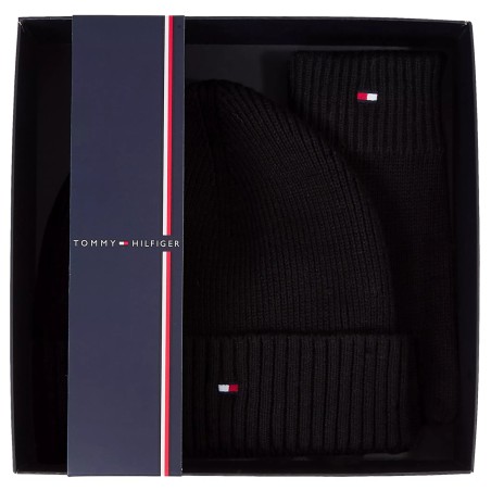 COFFRET BONNET + GANTS ESSENTIAL NOIR AM0AM10490 - TOMMY HILFIGER