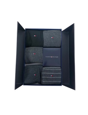 COFFRET CADEAU 5 PAIRES DE CHAUSSETTES GRISES ET NOIRES 701224442003- TOMMY HILFIGER