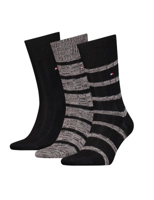 COFFRET CADEAU 3 PAIRES DE CHAUSSETTES GRISES ET NOIRES 701226073 - TOMMY HILFIGER