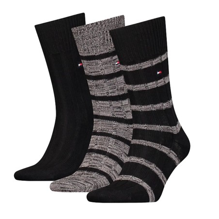 COFFRET CADEAU 3 PAIRES DE CHAUSSETTES GRISES ET NOIRES 701226073 - TOMMY HILFIGER