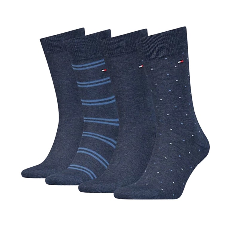 COFFRET CADEAU 4 PAIRES DE CHAUSSETTES BLEUES 701224441 - TOMMY HILFIGER COFFRET CADEAU 4 PAIRES DE CHAUSSETTES BLEUES 701224441 - TOMMY HILFIGER