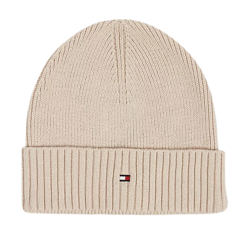 BONNET COTELE ESSENTIAL FLAG BEANNIE BEIGE AM0AM10337 - TOMMY HILFIGER BONNET COTELE ESSENTIAL FLAG BEANNIE BEIGE AM0AM10337 - TOMMY HILFIGER