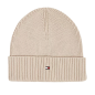 BONNET COTELE ESSENTIAL FLAG BEANNIE BEIGE AM0AM10337 - TOMMY HILFIGER BONNET COTELE ESSENTIAL FLAG BEANNIE BEIGE AM0AM10337 - TOMMY HILFIGER