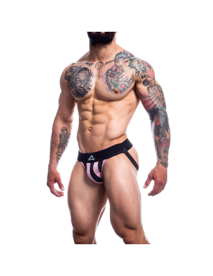 JOCKSTRAP A BANDES ROSE ET NOIR JOCKSTR4P01 - CUT4MEN