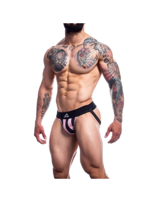 JOCKSTRAP A BANDES ROSE ET NOIR JOCKSTR4P01 - CUT4MEN
