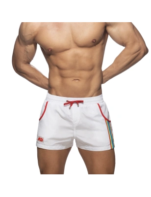 SHORT DE BAIN PRIDE RAINBOW BLANC ADS321 - ADDICTED