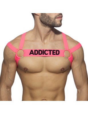 HARNESS DE POITRINE ROSE FLUO ADF173 - ADDICTED FETISH