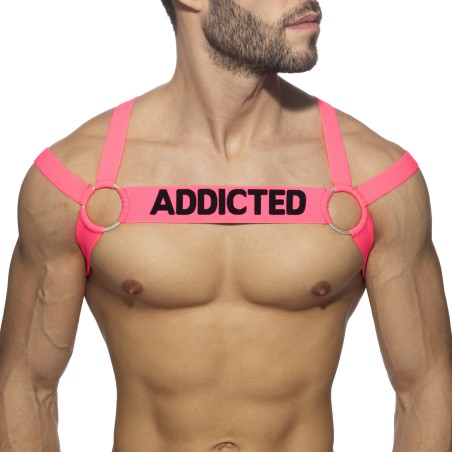 HARNESS DE POITRINE ROSE FLUO ADF173 - ADDICTED FETISH